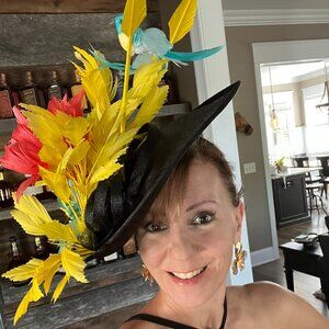 Colorful hat-style fascinator for Derby!